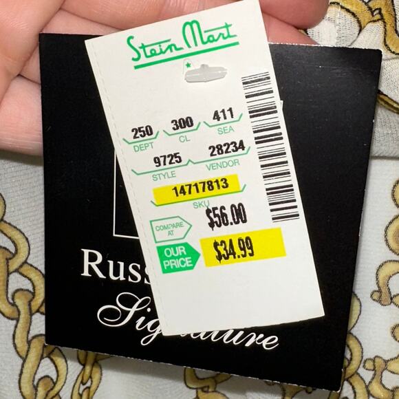 NWT Russell Scott Signature White Chain Reaction Sheer Mesh Top Size Large - Picture 4 of 10